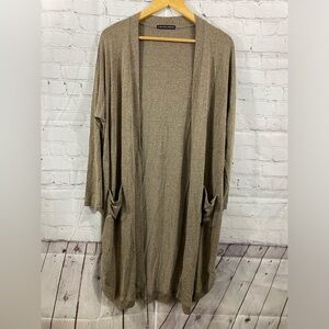 Harlowe and Graham Taupe & Black Heathered Oversized Womens Size Medium Duster